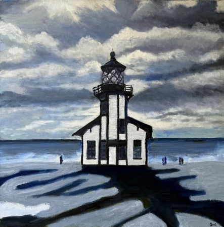 HARBOR SENTINEL IN STORM by artist Mozelle Marks